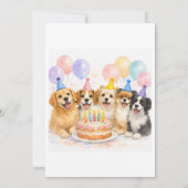 誕生日パーティーの犬 水彩 男の子  招待状 (裏面)