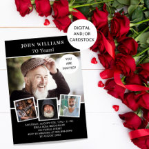 誕生日パーティーの白黒写真コラージュ