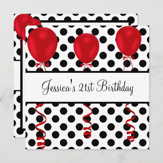 誕生日パーティーの白黒吹き出し 招待状 (正面/裏面)