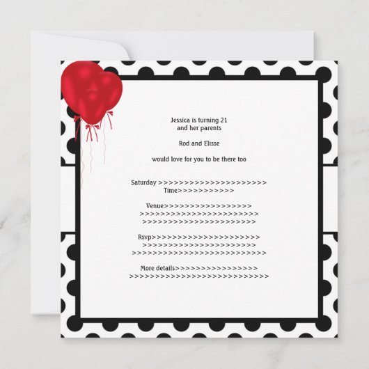 誕生日パーティーの白黒吹き出し 招待状 (裏面)