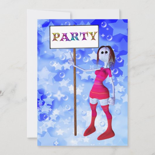 誕生日パーティーの看板の招待状 招待状 (正面)