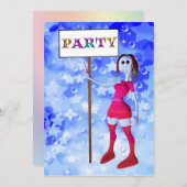 誕生日パーティーの看板の招待状 招待状 (正面/裏面)