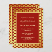 誕生日パーティーの赤い金ゴールド ポストカード (正面/裏面)