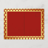 誕生日パーティーの赤い金ゴールド ポストカード (裏面)