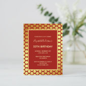 誕生日パーティーの赤い金ゴールド ポストカード (スタンド正面)