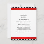 誕生日パーティーの赤と白のチェックパターン 招待状 (裏面)