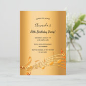 誕生日パーティーの金ゴールド音楽ノート魅惑的な 招待状 (スタンド正面)