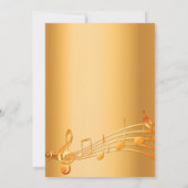 誕生日パーティーの金ゴールド音楽ノート魅惑的な 招待状 (裏面)