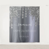 誕生日パーティーの銀の輝き グラム スパークル ガーリー タペストリー (正面)