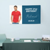 誕生日パーティーの青い写真の男 横断幕 (トレードショー)