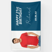 誕生日パーティーの青い写真の男 横断幕 (縦)