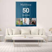 誕生日パーティーの青い写真名男性 タペストリー