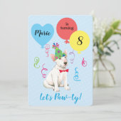 誕生日パーティーの風船とブルテリア 招待状 (スタンド正面)