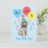 誕生日パーティーの風船とプードル 招待状 (スタンド正面)