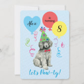 誕生日パーティーの風船とプードル 招待状 (正面)