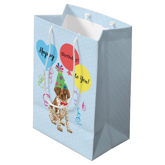 誕生日パーティーの風船ドイツ語の短い案内ポインター ミディアムペーパーバッグ (裏面アングル)