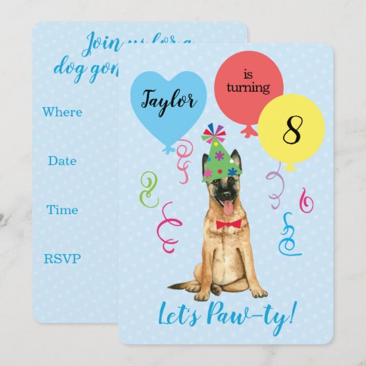 誕生日パーティーの風船 ベルギーのマリノア 招待状 (正面/裏面)