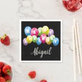 誕生日パーティーの風船（名前あり） スタンダードカクテルナプキン (インサイチュ)