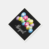 誕生日パーティーの風船（名前あり） スタンダードカクテルナプキン (角)