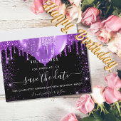 誕生日パーティーの黒い紫のバルーンは日付を保存 セーブザデート