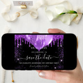 誕生日パーティーの黒い紫のバルーンは日付を保存 セーブザデート