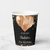 誕生日パーティーの黒い金ゴールドバルーン名 紙コップ (裏面)