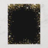 誕生日パーティーの黒い金ゴールドフローラ予算の招待 チラシ (裏面)