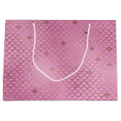 誕生日パーティーはかりで測に訪れたいピンクの人魚 ラージペーパーバッグ (正面)