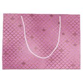 誕生日パーティーはかりで測に訪れたいピンクの人魚 ラージペーパーバッグ (裏面)