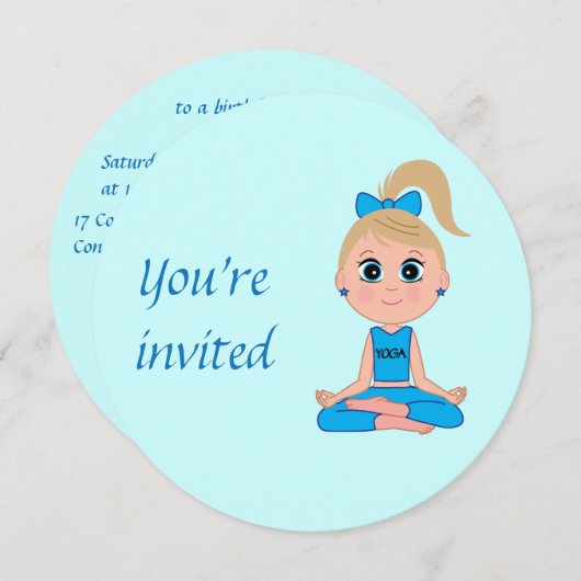 誕生日パーティーへのヨガパーティー 招待状 (正面/裏面)