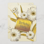 誕生日パーティーへの招待(デイジー付) 招待状 (正面/裏面)