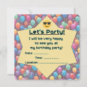 誕生日パーティーへの招待（英語） (正面)