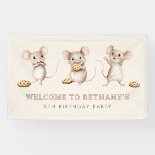 誕生日パーティーへようこそマウスとクッキー 横断幕 (横)
