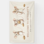 誕生日パーティーへようこそマウスとクッキー 横断幕 (縦)