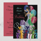 誕生日パーティーまたは独身パーティーのためのカクテル・ディーバ・ガール 招待状 (正面/裏面)