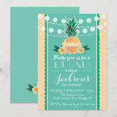 誕生日パーティーやシャワーパーティーなどのためのルアウパーティー招待状 招待状 (正面/裏面)