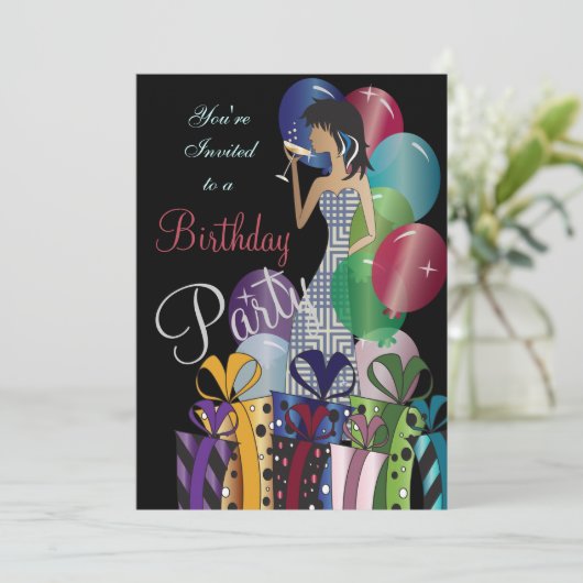 誕生日パーティーやハッチャケパーティーの女王プリンセスガール 招待状 (スタンド正面)