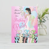 誕生日パーティーやハッチャケパーティーの女王プリンセスガール 招待状 (スタンド正面)