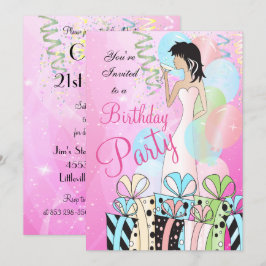 誕生日パーティーやハッチャケパーティーの女王プリンセスガール 招待状