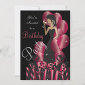 誕生日パーティーやハッチャケパーティーの女王プリンセスガール 招待状 (正面)