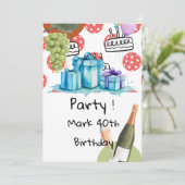 誕生日パーティーをテーマにしたピックボール 招待状 (スタンド正面)