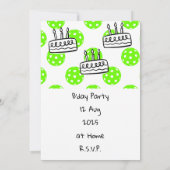 誕生日パーティーをテーマにしたピックボール 招待状 (裏面)