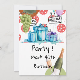 誕生日パーティーをテーマにしたピックボール 招待状