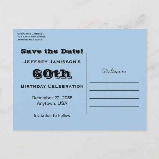 誕生日パーティーを保存する任意の年齢、写真家 案内ポストカード (裏面)