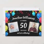 誕生日パーティーを郵便でカード写真のコラージュを送る 招待状 (正面)