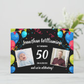 誕生日パーティーを郵便でカード写真のコラージュを送る 招待状 (スタンド正面)