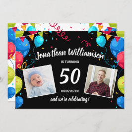 誕生日パーティーを郵便でカード写真のコラージュを送る 招待状