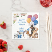誕生日パーティーを開いたかわいい子犬たち スタンダードカクテルナプキン (インサイチュ)