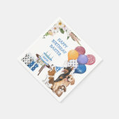 誕生日パーティーを開いたかわいい子犬たち スタンダードカクテルナプキン (角)