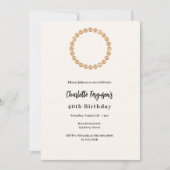 誕生日パーティーアイボリーバラ金ゴールドダイヤモンド写真 招待状 (正面)